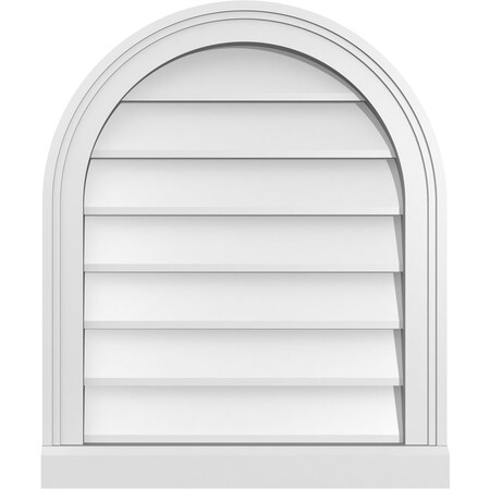 Ekena Millwork Round Top Surface Mount PVC Gable Vent w/ 2"W x 2"P Brickmould Sill Frame, 20"W x 24"H GVPRT20X2403SN